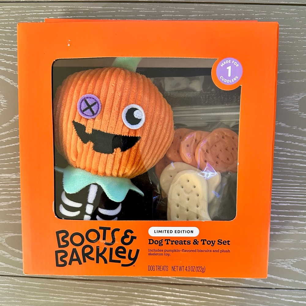 Boots & Barkley - Halloween Pumpkin Flavor Spooky Plush Toy w Dog Treats